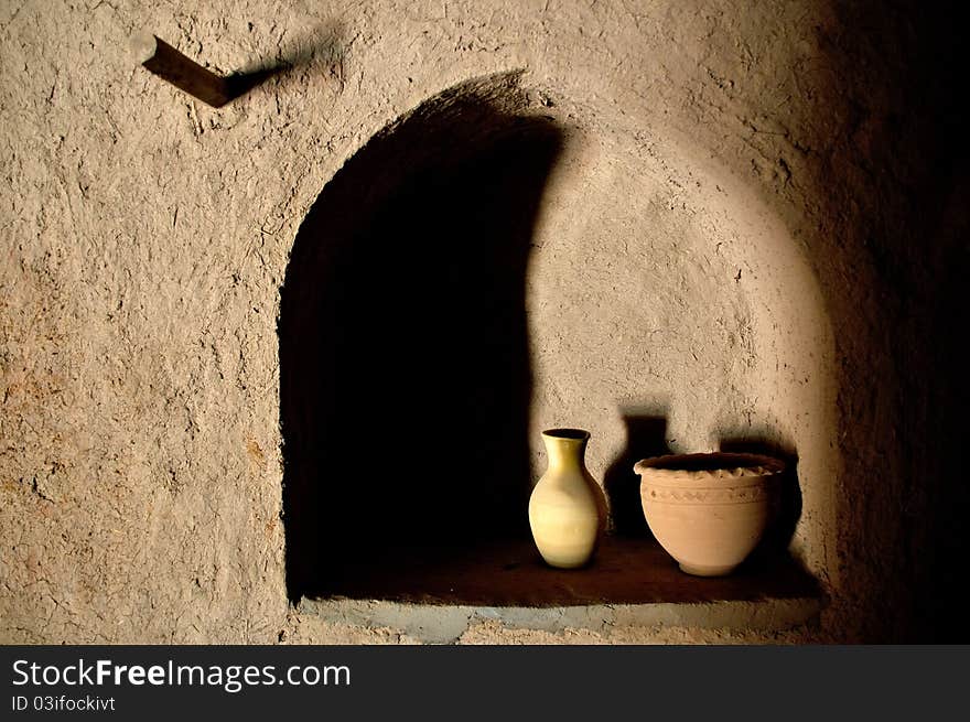 Pots in Pottery factory in Bahla, Oman