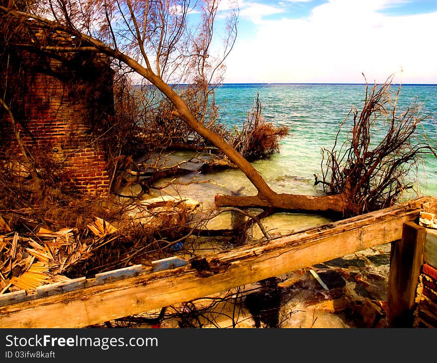 The broken villa in small island in Makassar