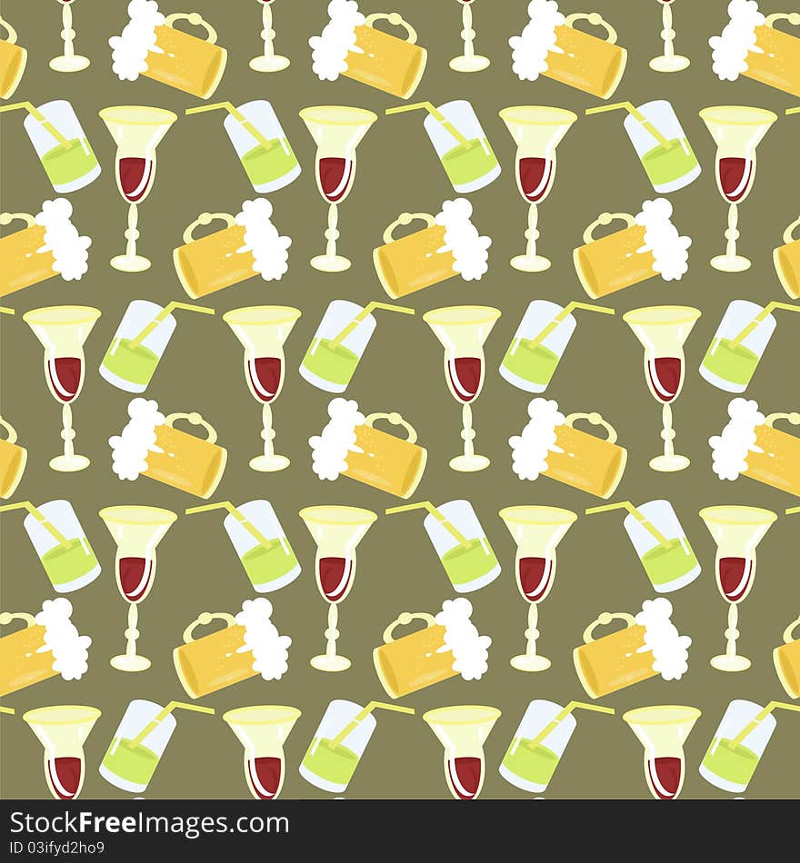 Wallpaper with different drinks on grey. Wallpaper with different drinks on grey