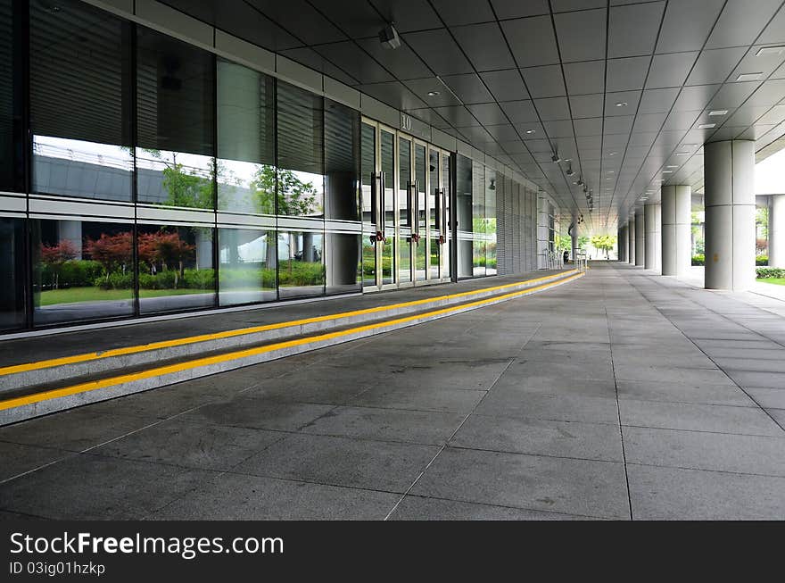 Long corridor in modern building