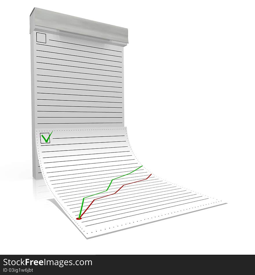 The notebook with the diagram is isolated on a white background.