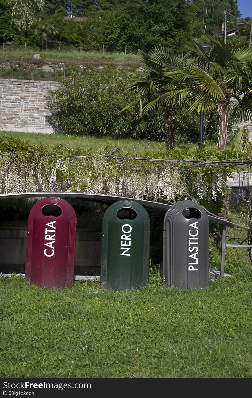 Recycling in a park