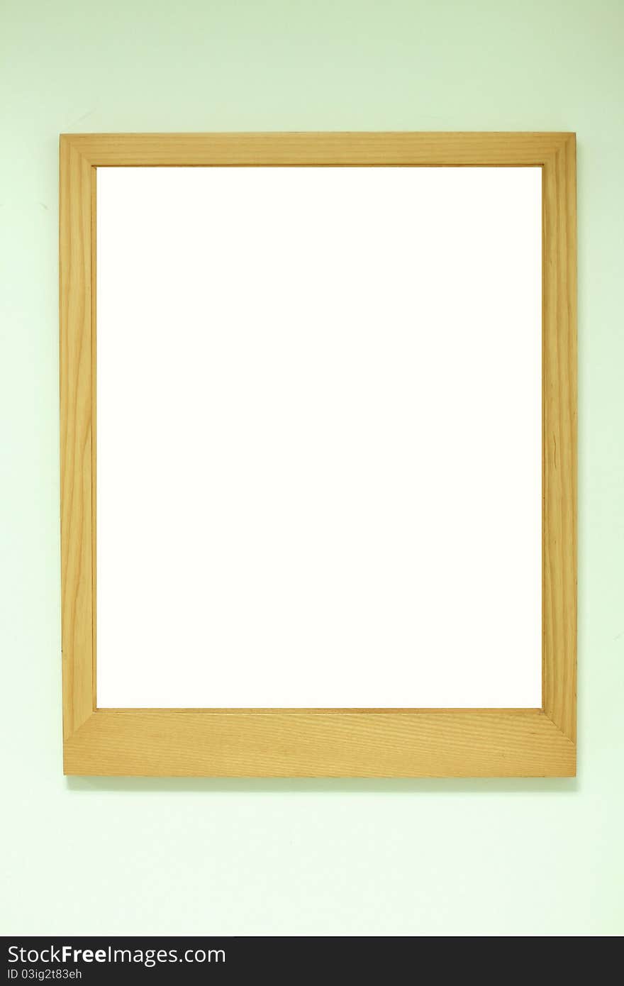 Golden brown wood frame on the wall