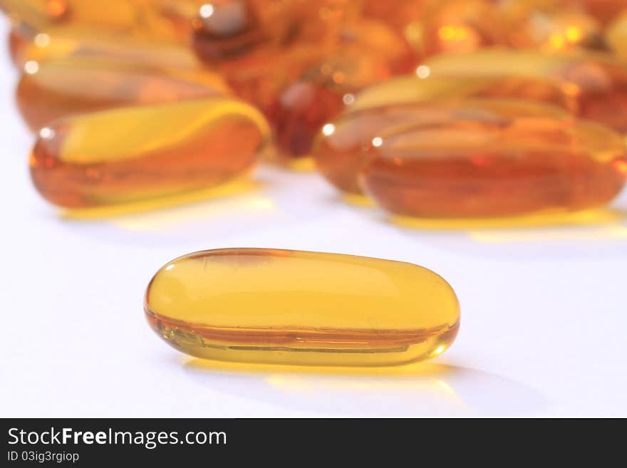 Yellow Pills Vitamin Soft Gels - fish oil. Yellow Pills Vitamin Soft Gels - fish oil