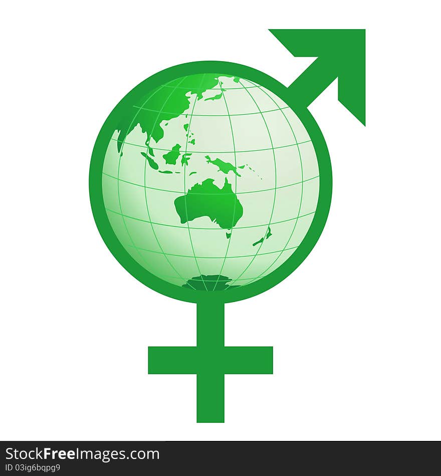 Female and male around the earth