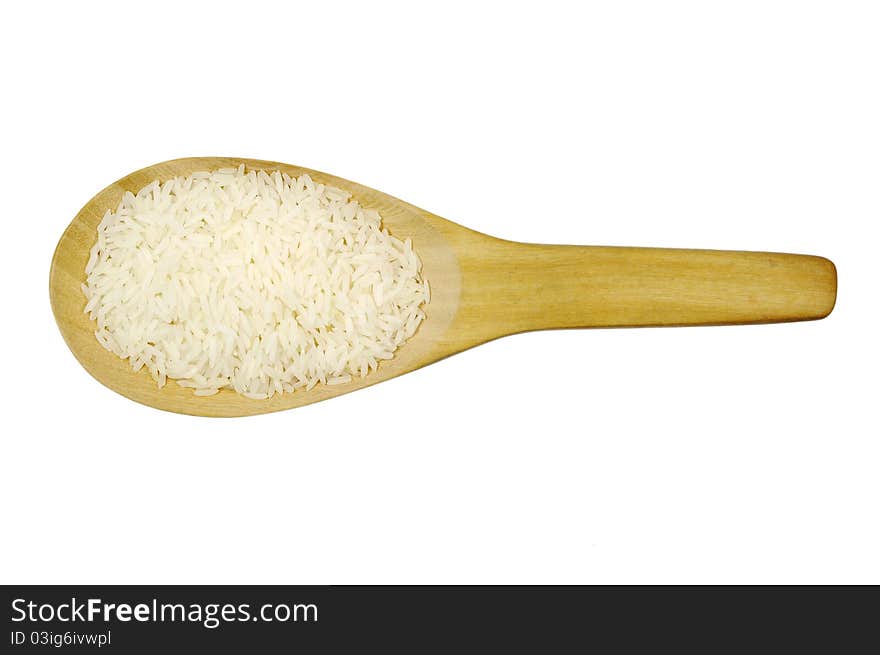 Rice In Wooden Spoon