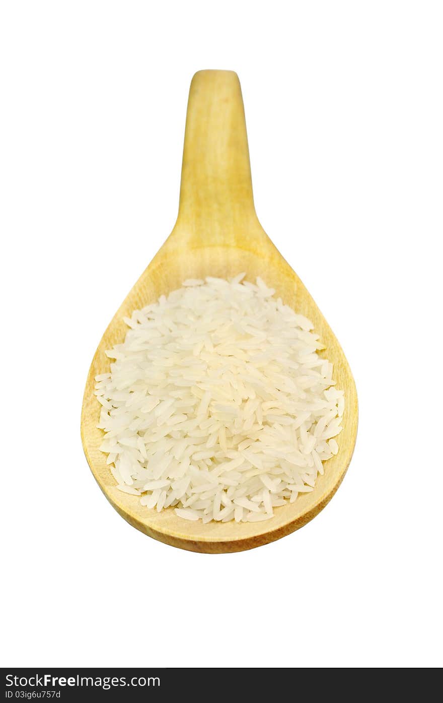 Rice In Wooden Spoon