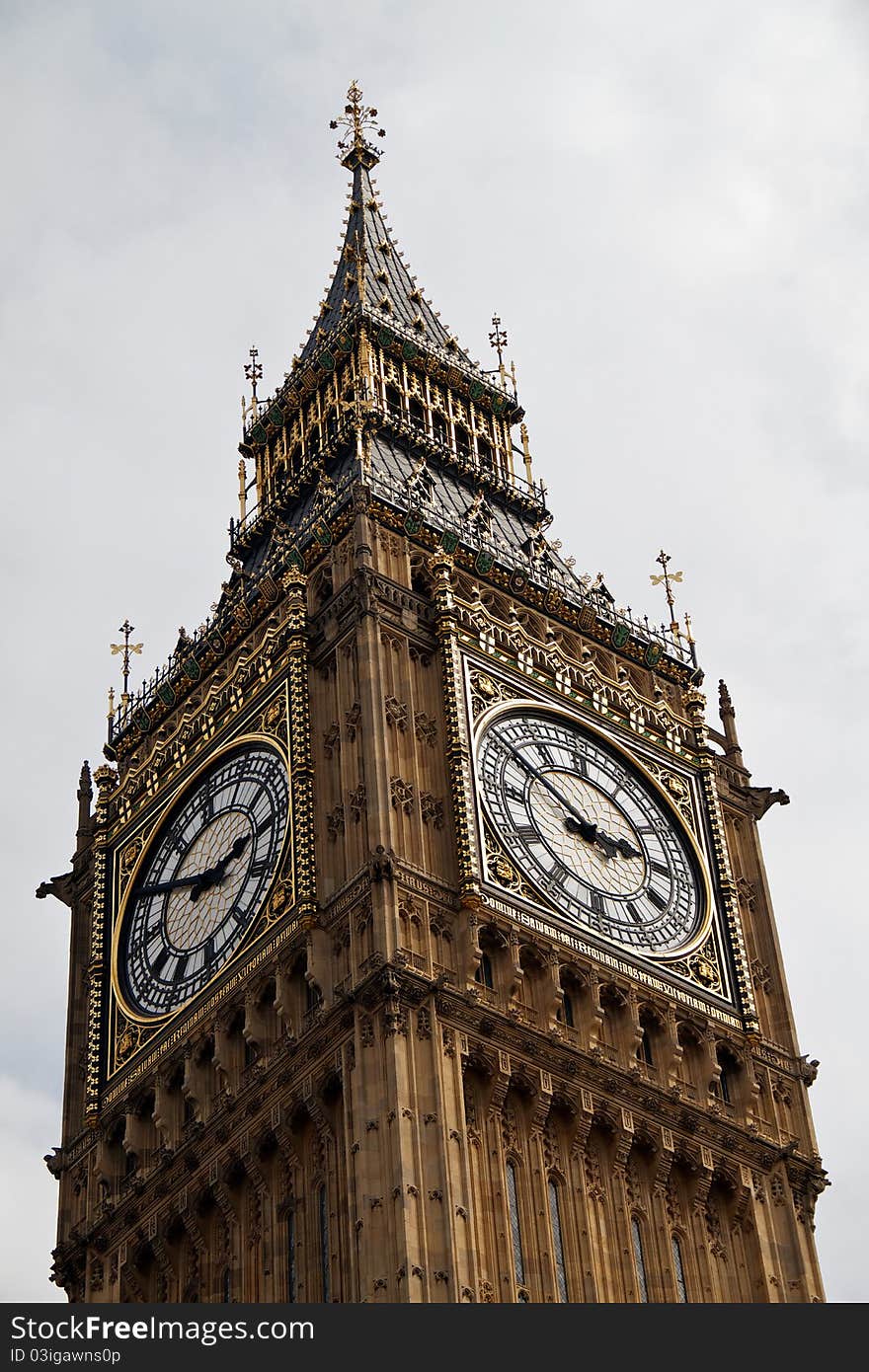 Clock tower at the Houses of Parliament, London, UK. Clock tower at the Houses of Parliament, London, UK