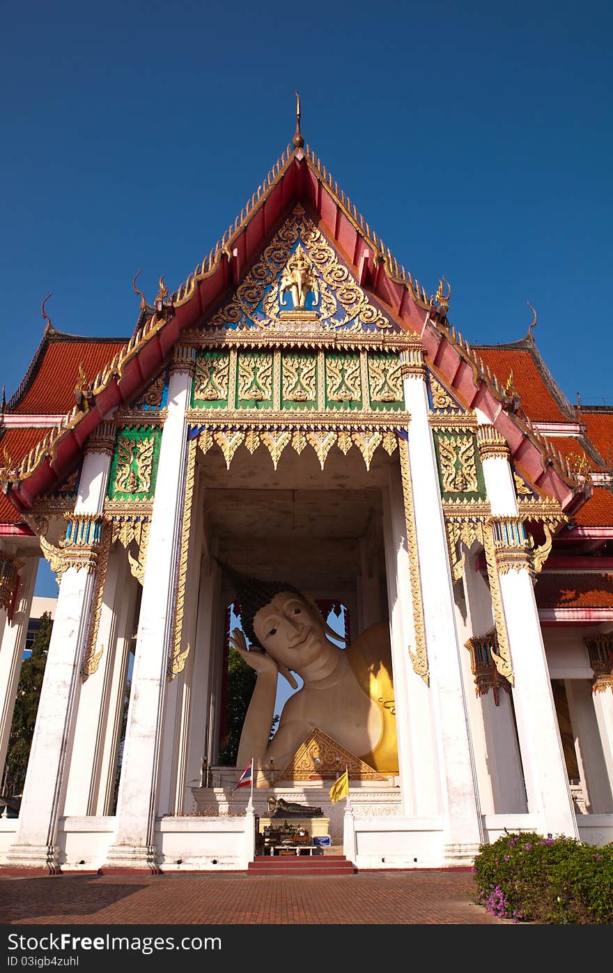 Buddha lay down sculpture in temple of Songkhla province thailand. Buddha lay down sculpture in temple of Songkhla province thailand