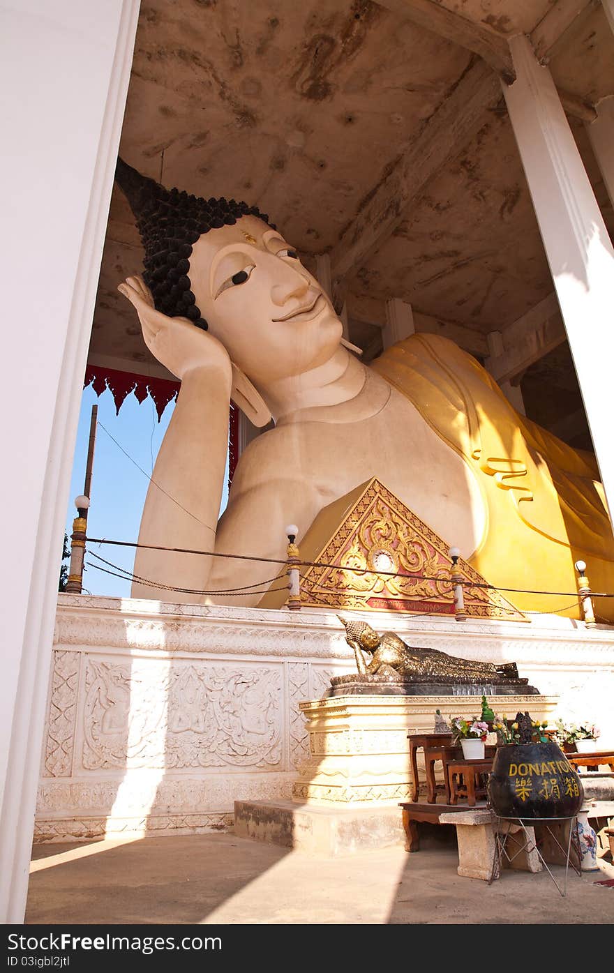 Buddha lay down sculpture in temple of Songkhla province thailand. Buddha lay down sculpture in temple of Songkhla province thailand