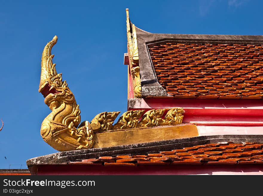 Thai style statue of temple ridge roof. Thai style statue of temple ridge roof