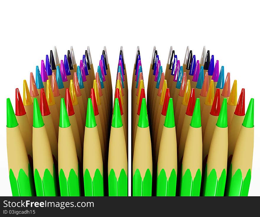 Several Rows Of Colored Pencils