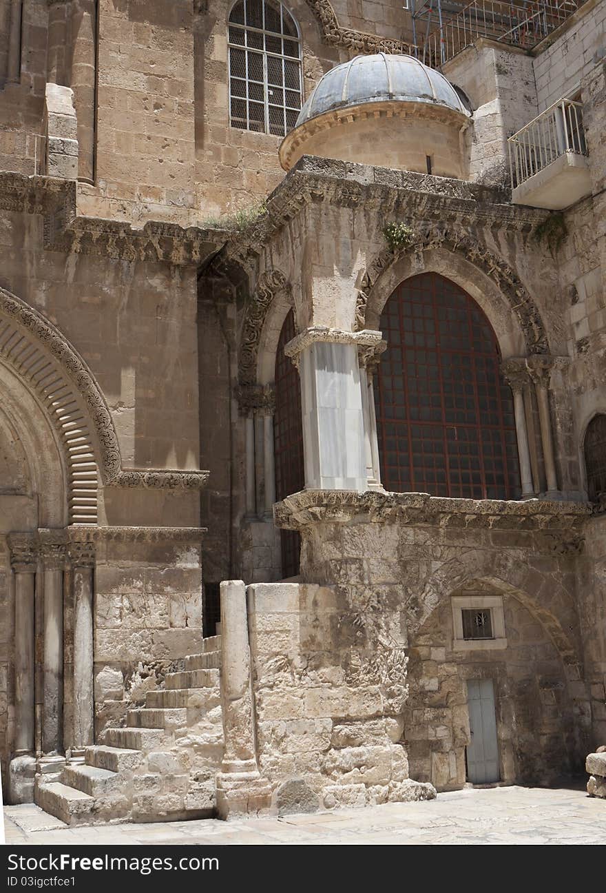 Church of the Holy Sepulchre stairs at the entrance