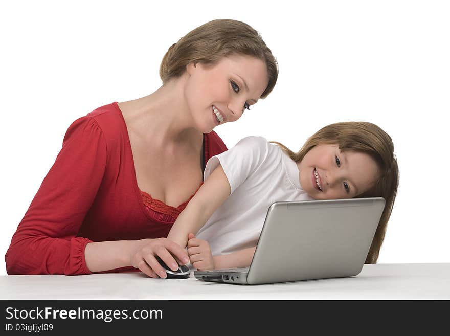 Mum And Daughter With Laptop