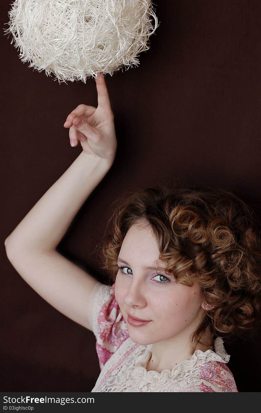 Portrait of beautiful girl in colored dress