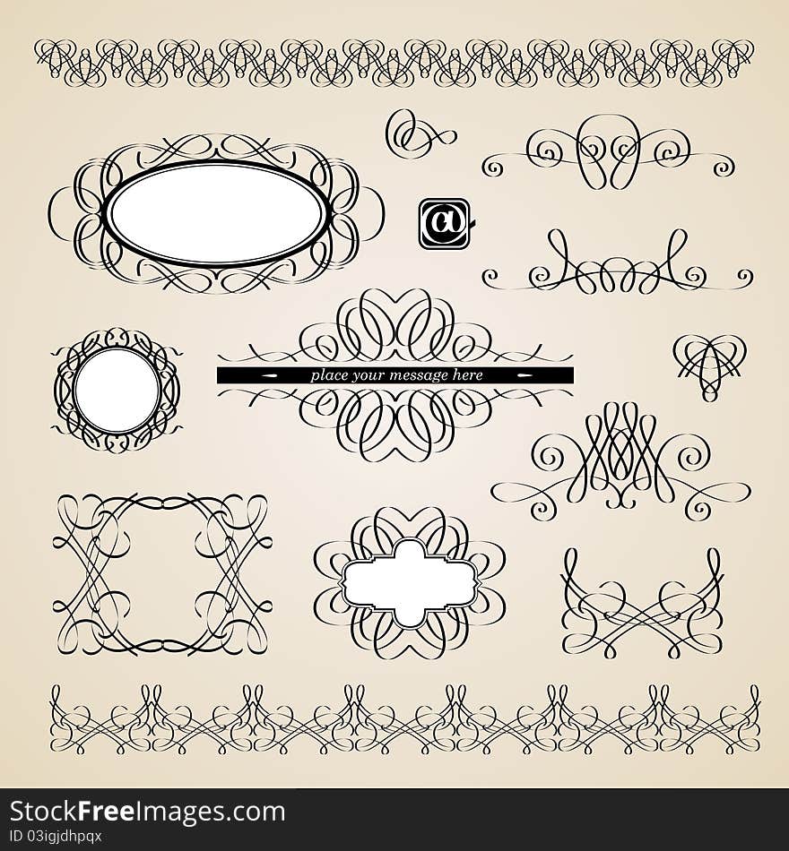 Vector set: calligraphic design elements