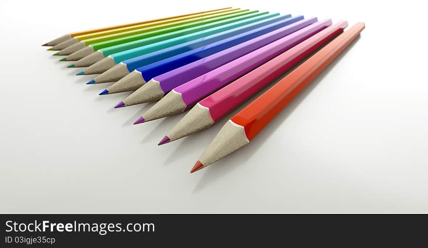 An array of colored 3D pencils