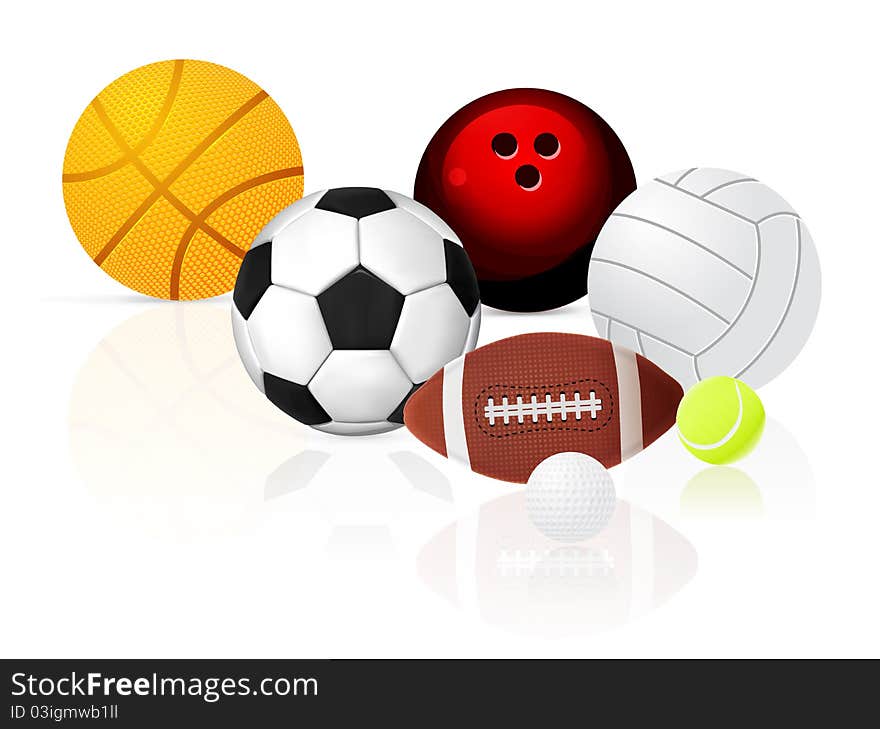 Sport ball set illustration on white background