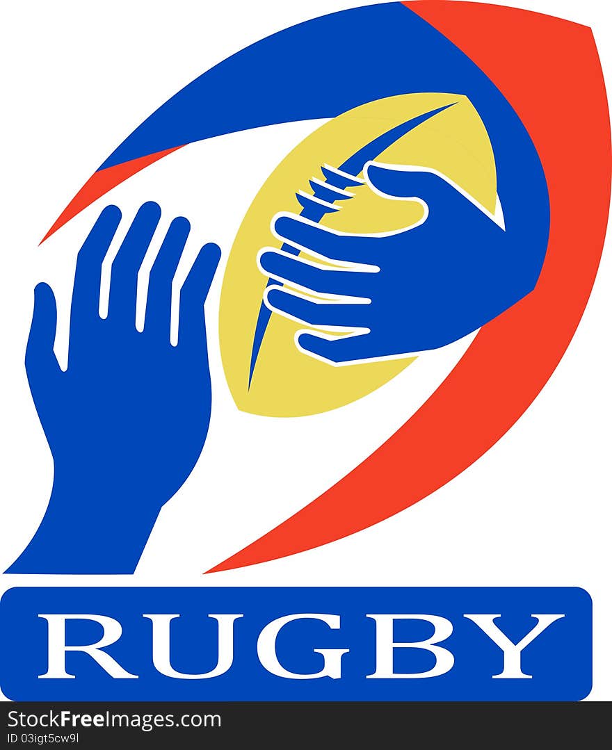 Rugby Ball With Hands Holding