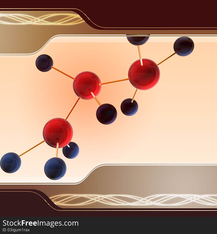 Digital illustration of molecules in abstract back