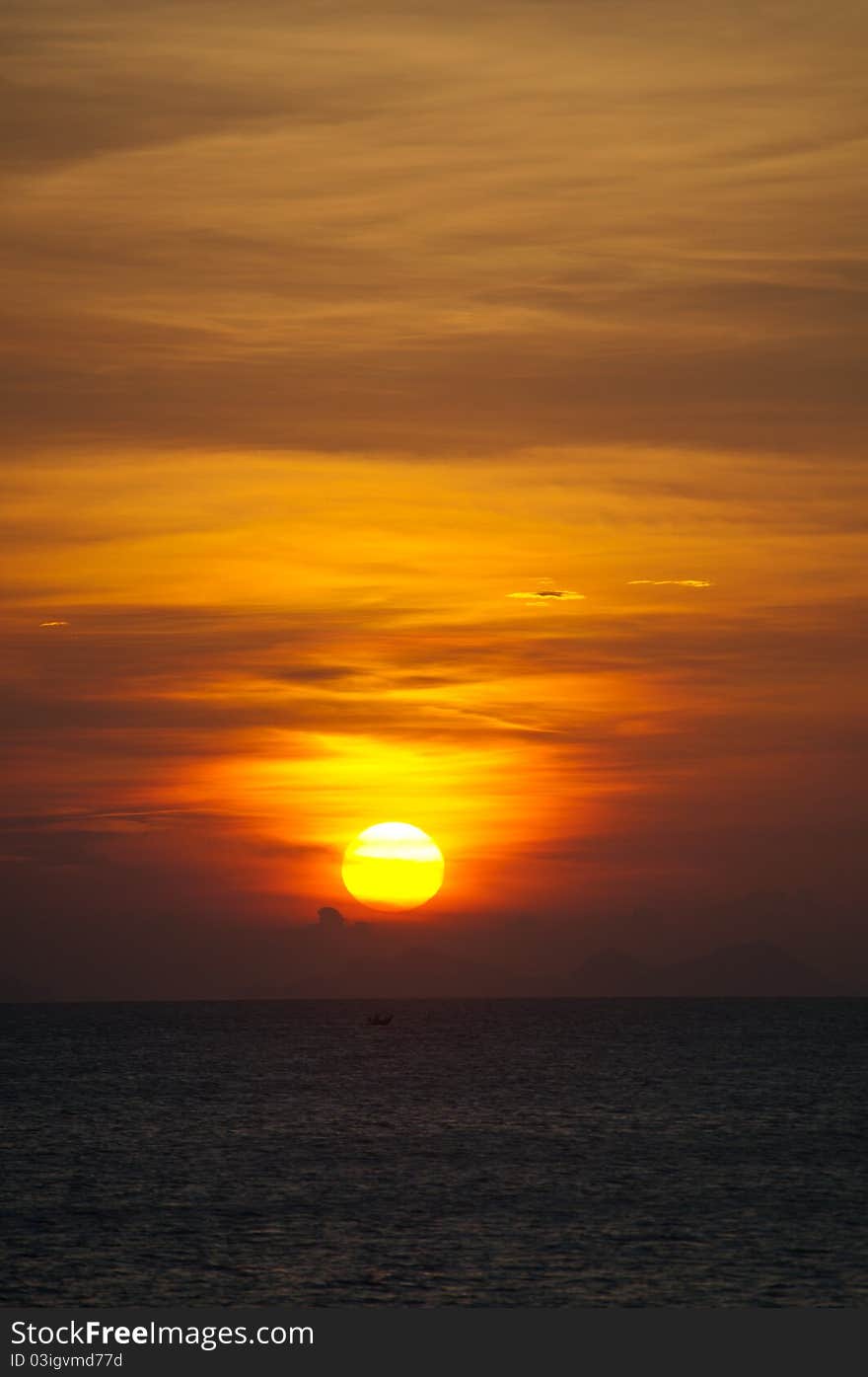 The beautiful big sunset at thailand sea. The beautiful big sunset at thailand sea