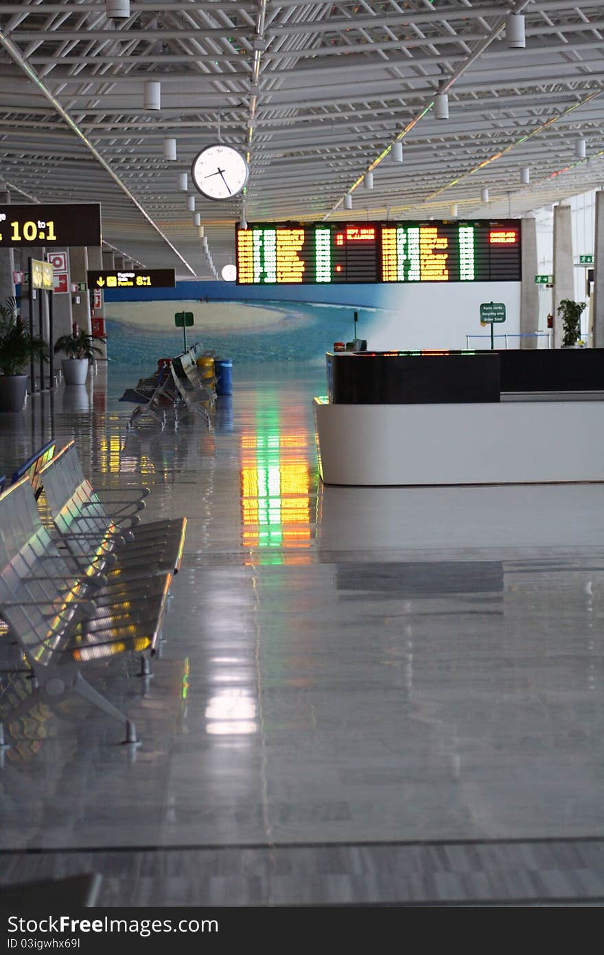 Indoor view of an empty airport