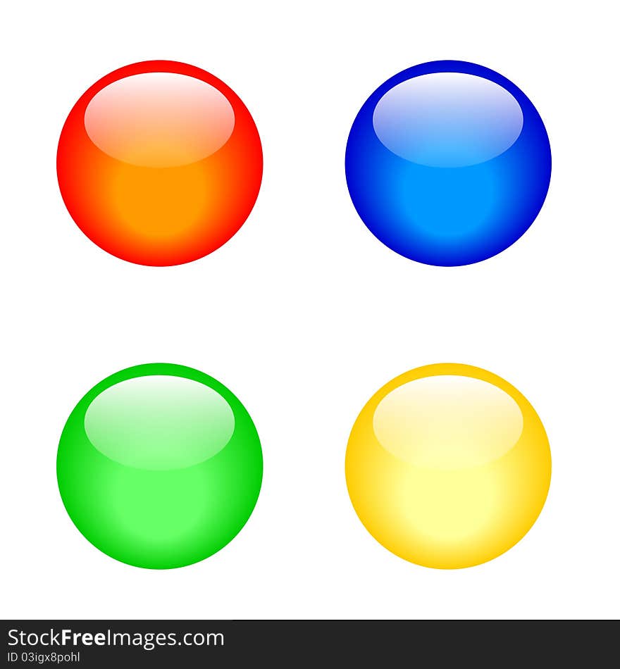 Four colors of 3d buttons