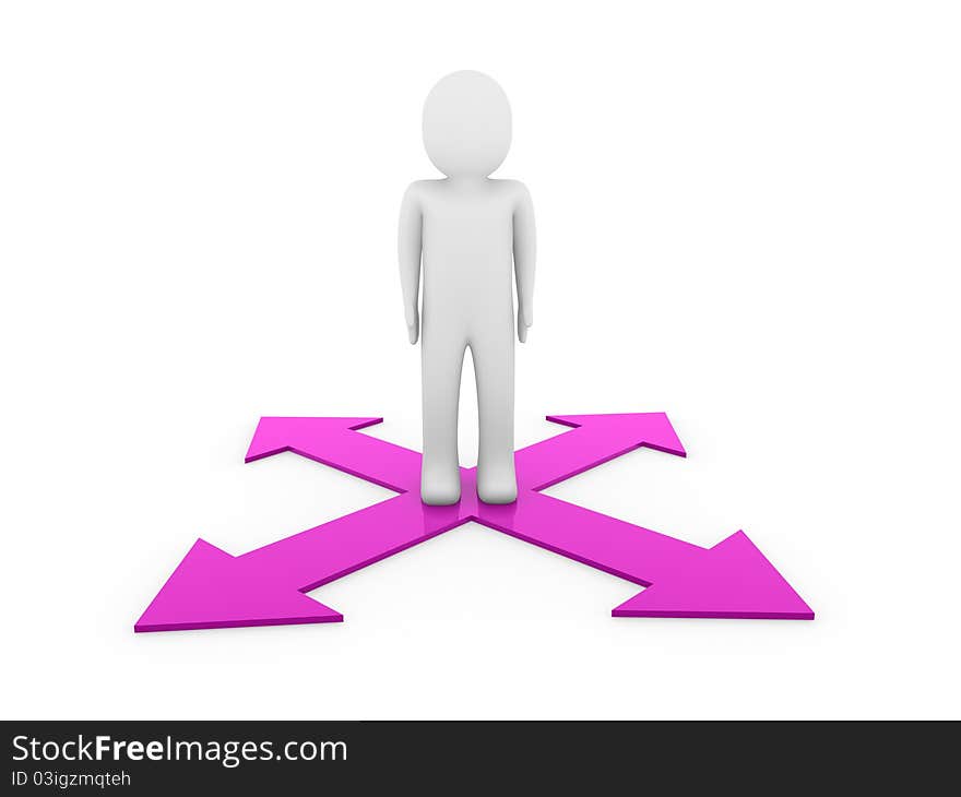 3d man human arrow purple way direction success