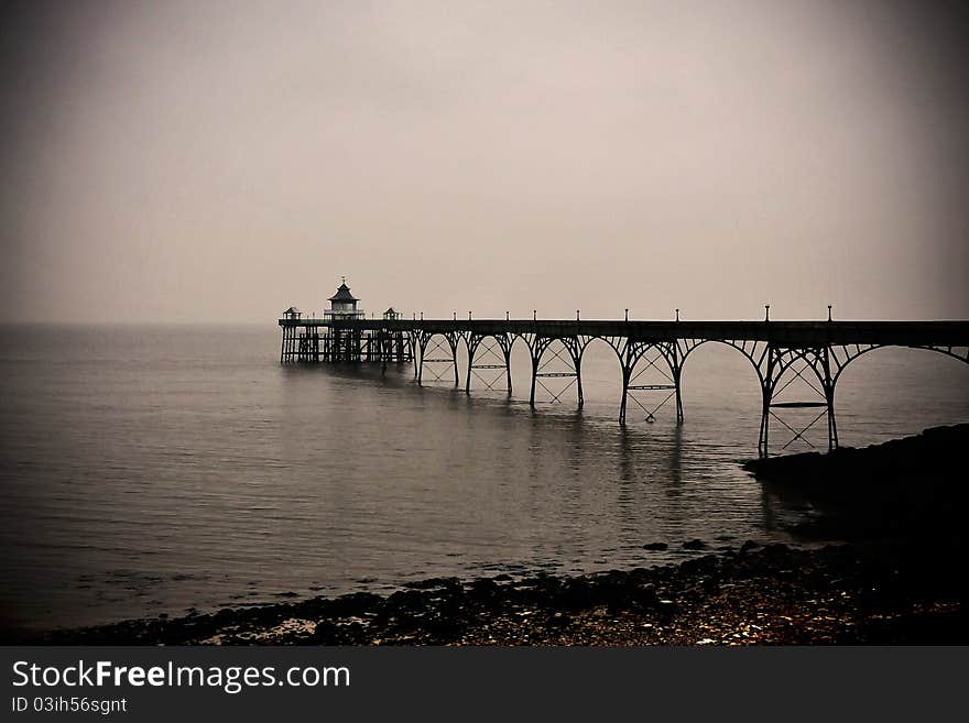 Atmospheric shot of Clevedon Pier, near Bristol, England