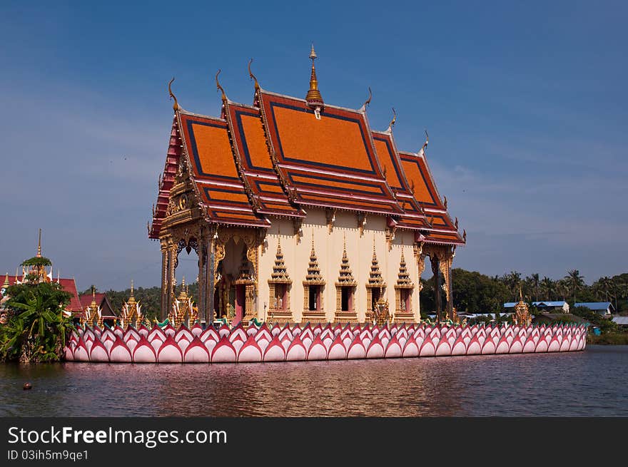 Big temple in the middle of the lake at samui island, thailand. Big temple in the middle of the lake at samui island, thailand