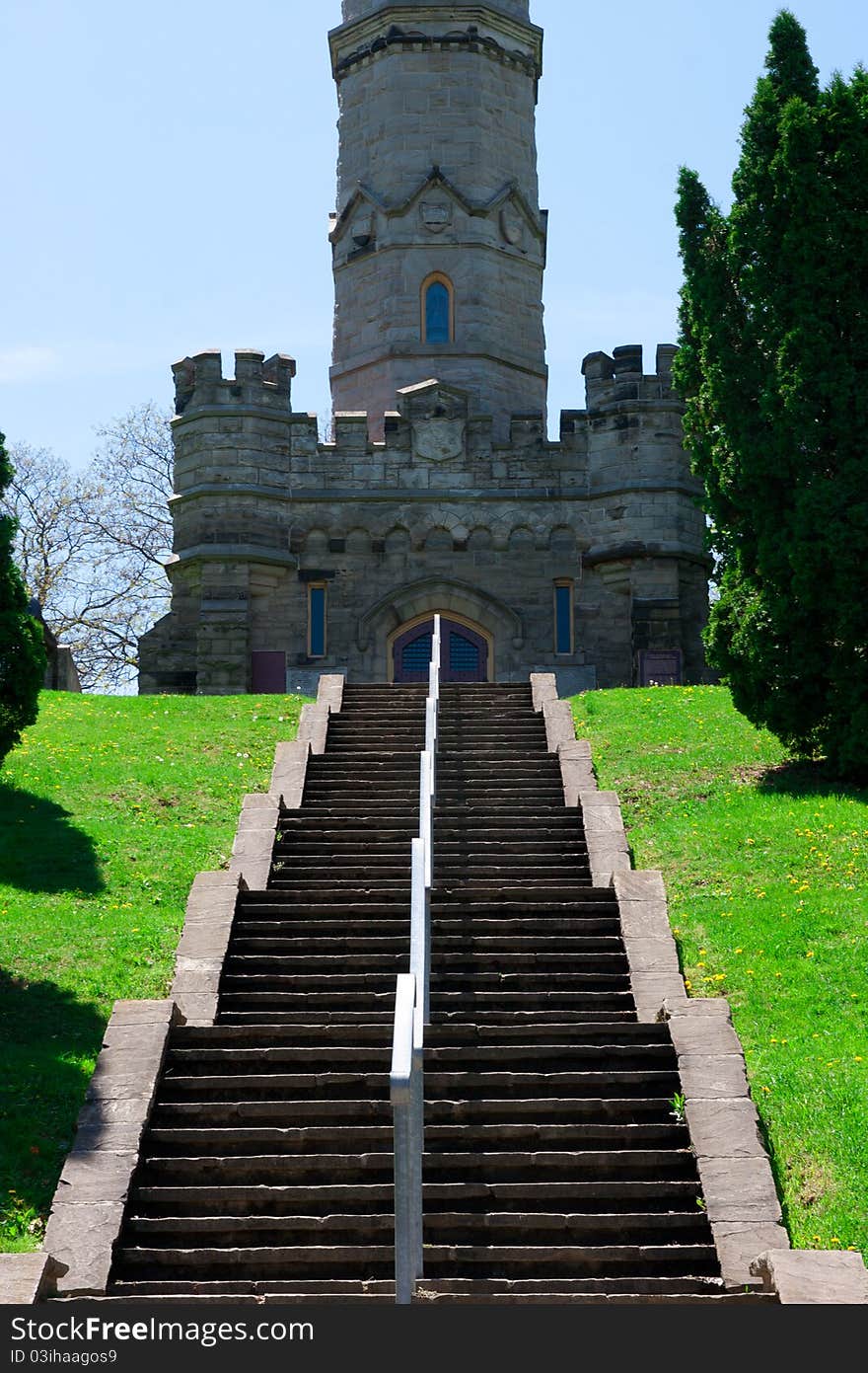 A stairway to a tower. A stairway to a tower