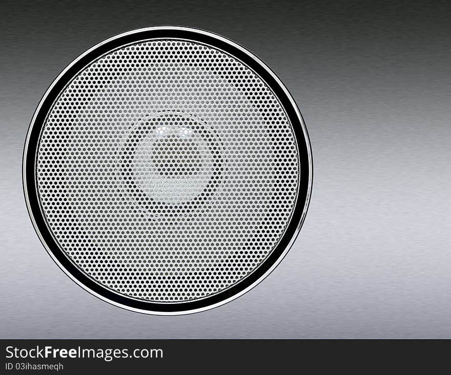 Speaker on brushed metallic background