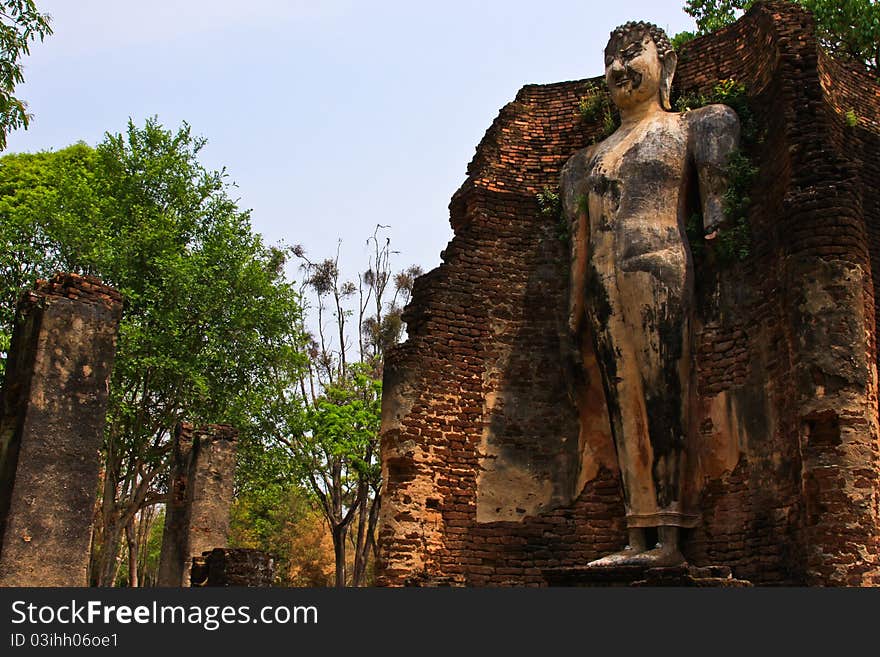 Ruin buddhist ancient building  in Thailand. Ruin buddhist ancient building  in Thailand