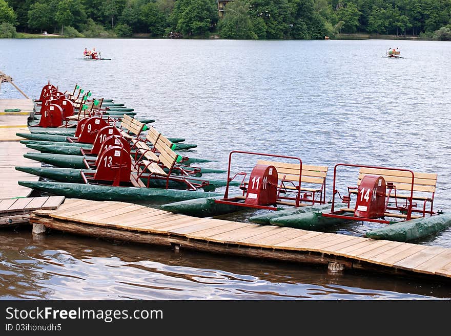 Pedal boat on lake slovakia