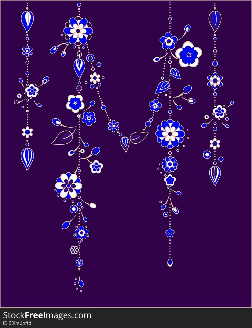 Vector Illustration of Decorative Wind Chimes with floral ornament design