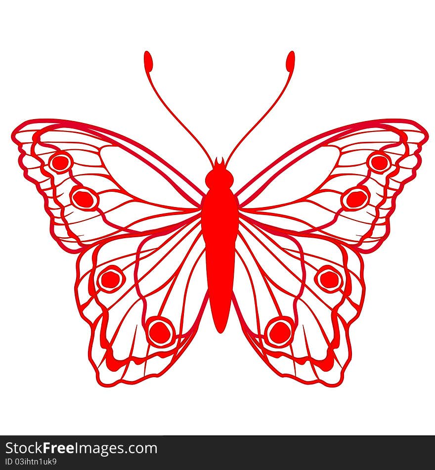 Vector Illustration of detailed butterfly silhouette.