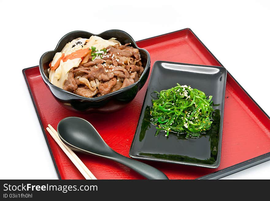 Japanese Cuisine on white background