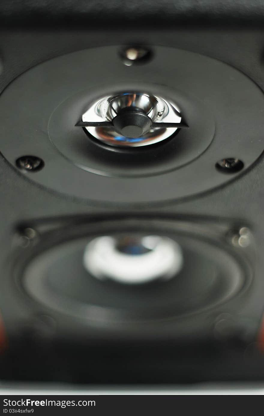 Shallow focus shot of a tweeter from a 2 way speaker