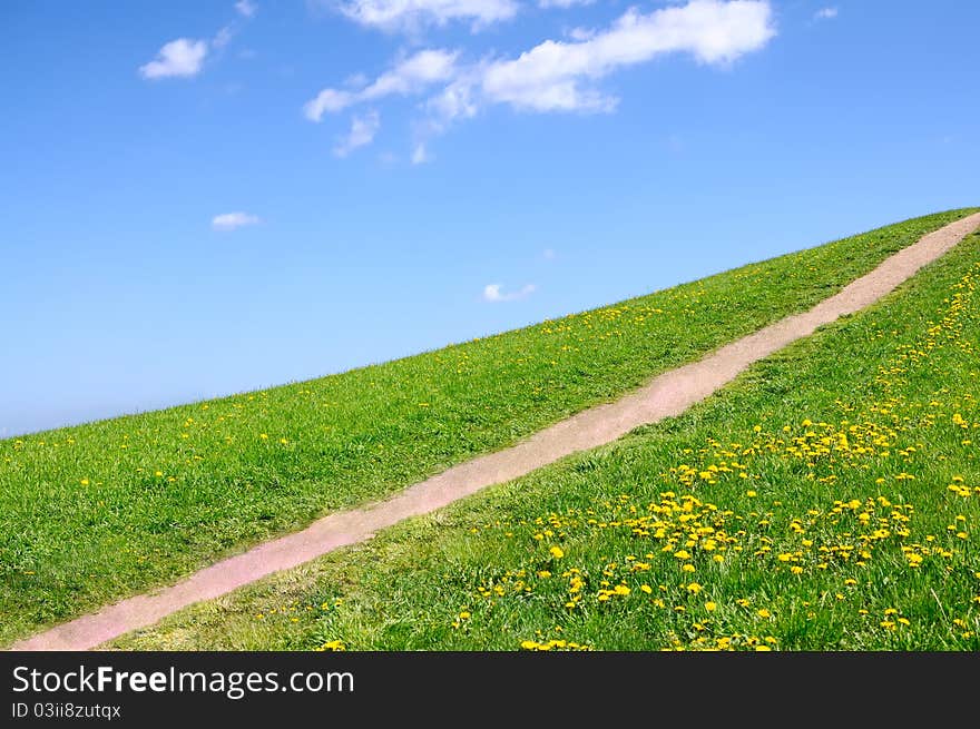 Beautiful summer landscape - disappearing into the distance footpath