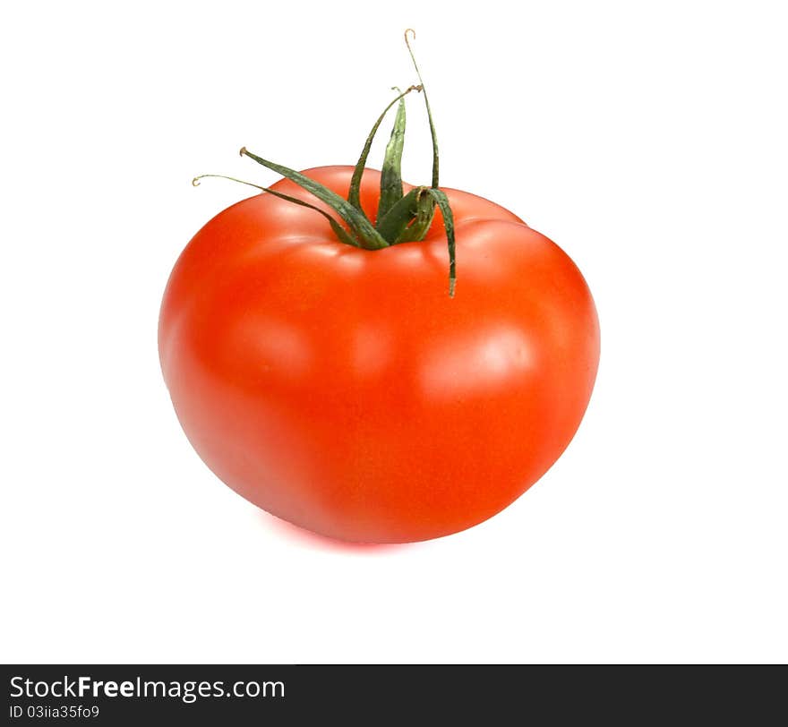 Isolated tomato o a white background.