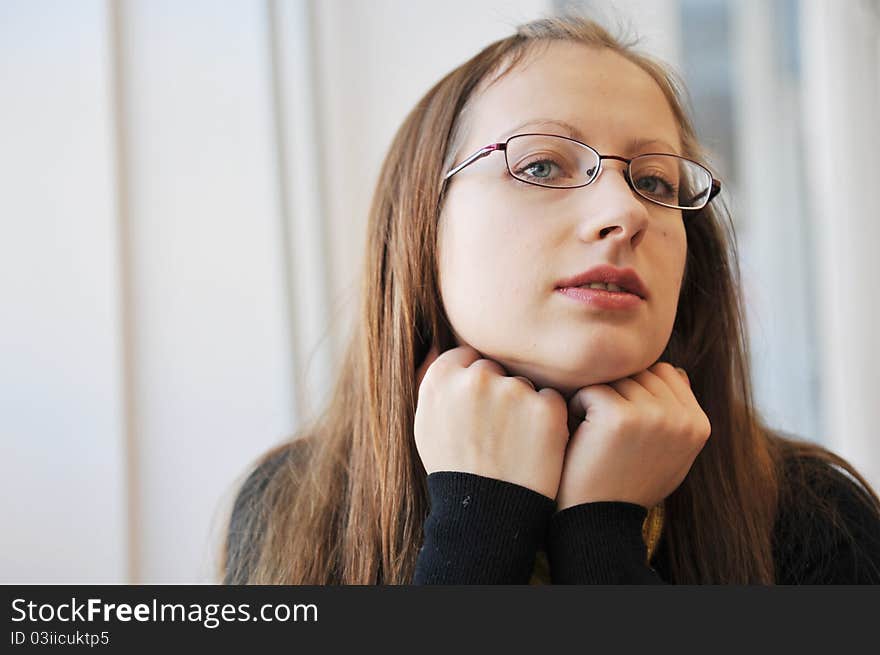 The thoughtful beautiful young woman. A portrait