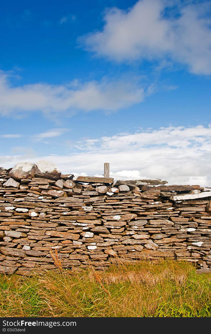 Stone wall on the farm in Ireland