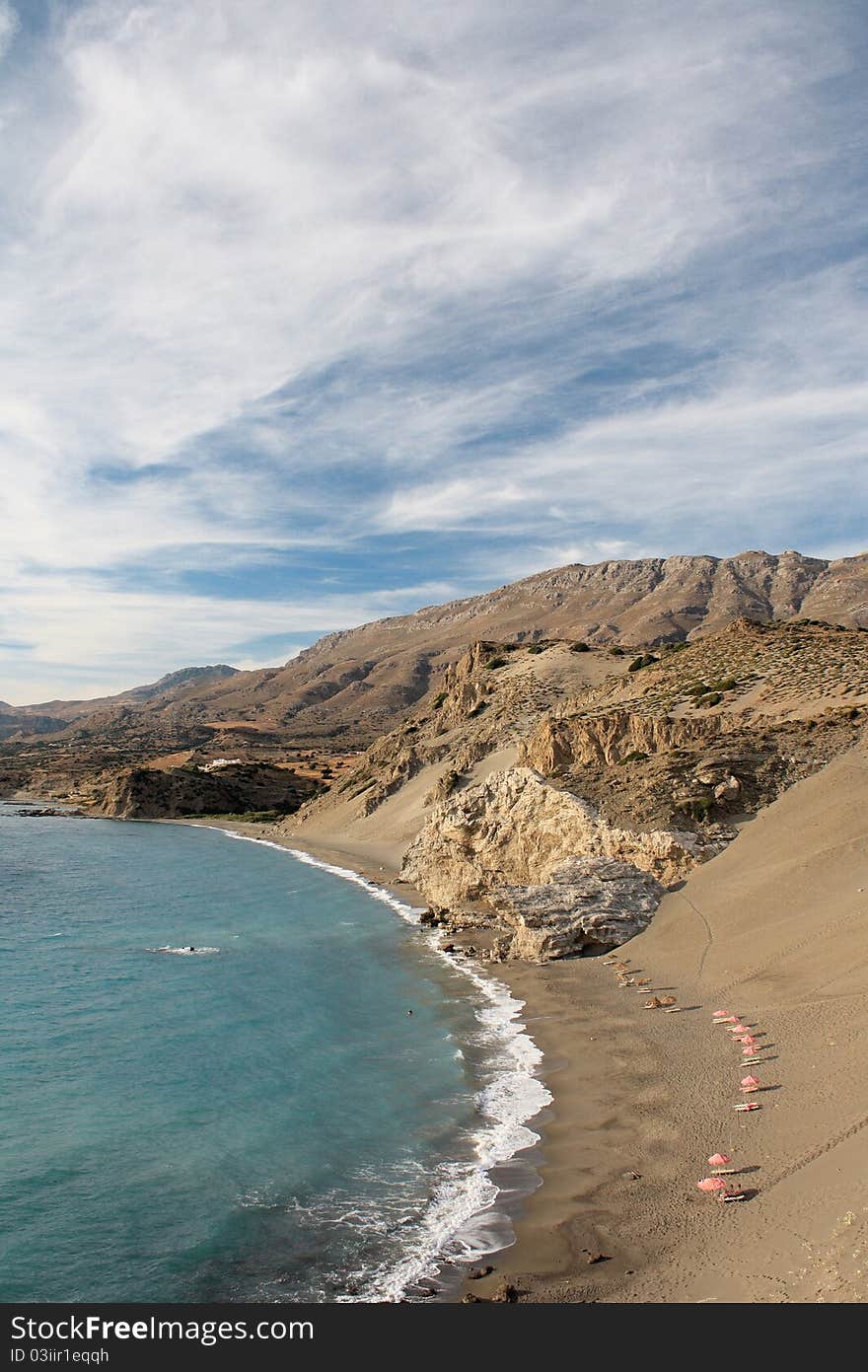 The amazing beach of Agios Pavlos in Crete, Greece. The amazing beach of Agios Pavlos in Crete, Greece