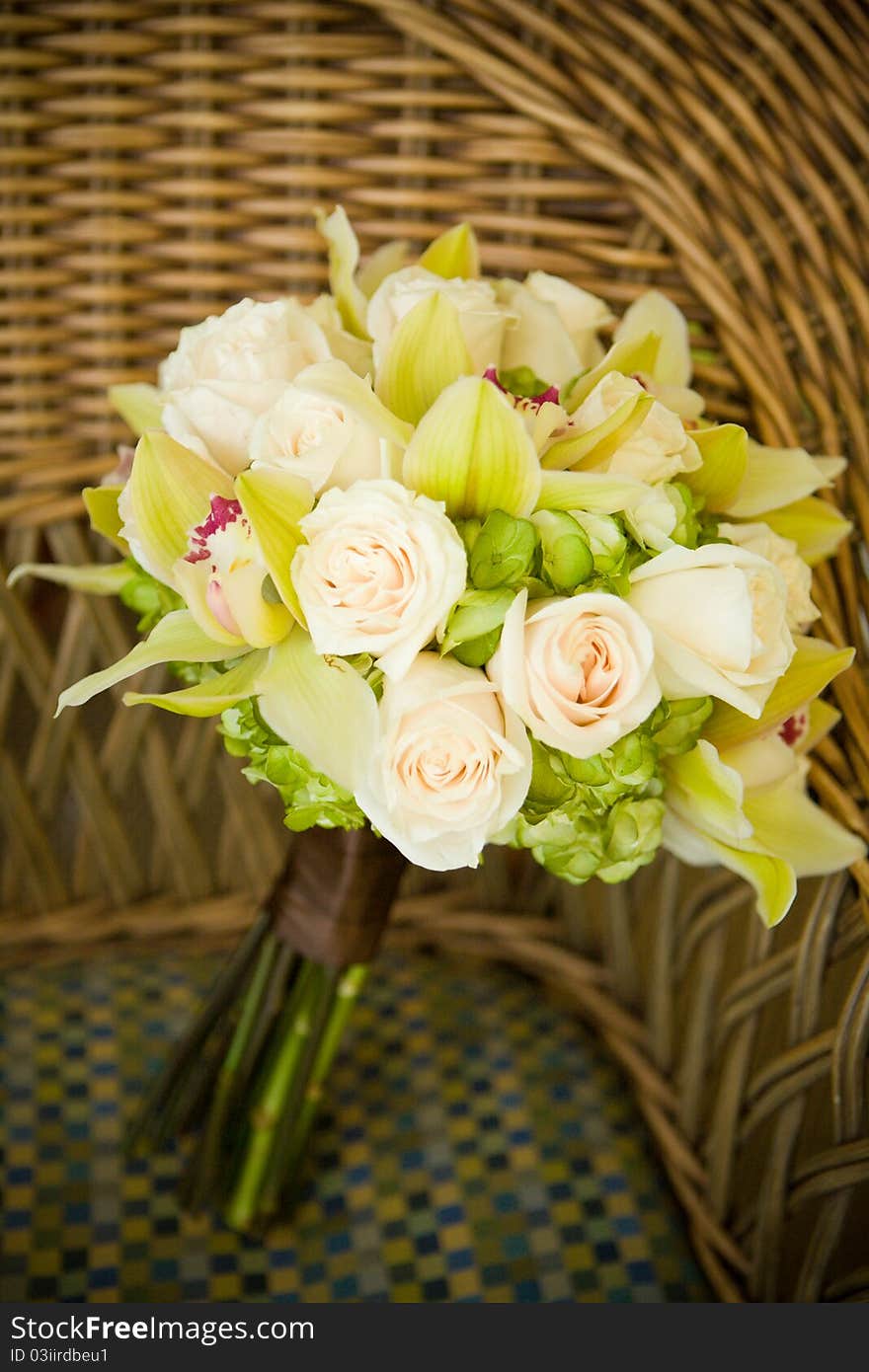 A close up of a wedding bouquet