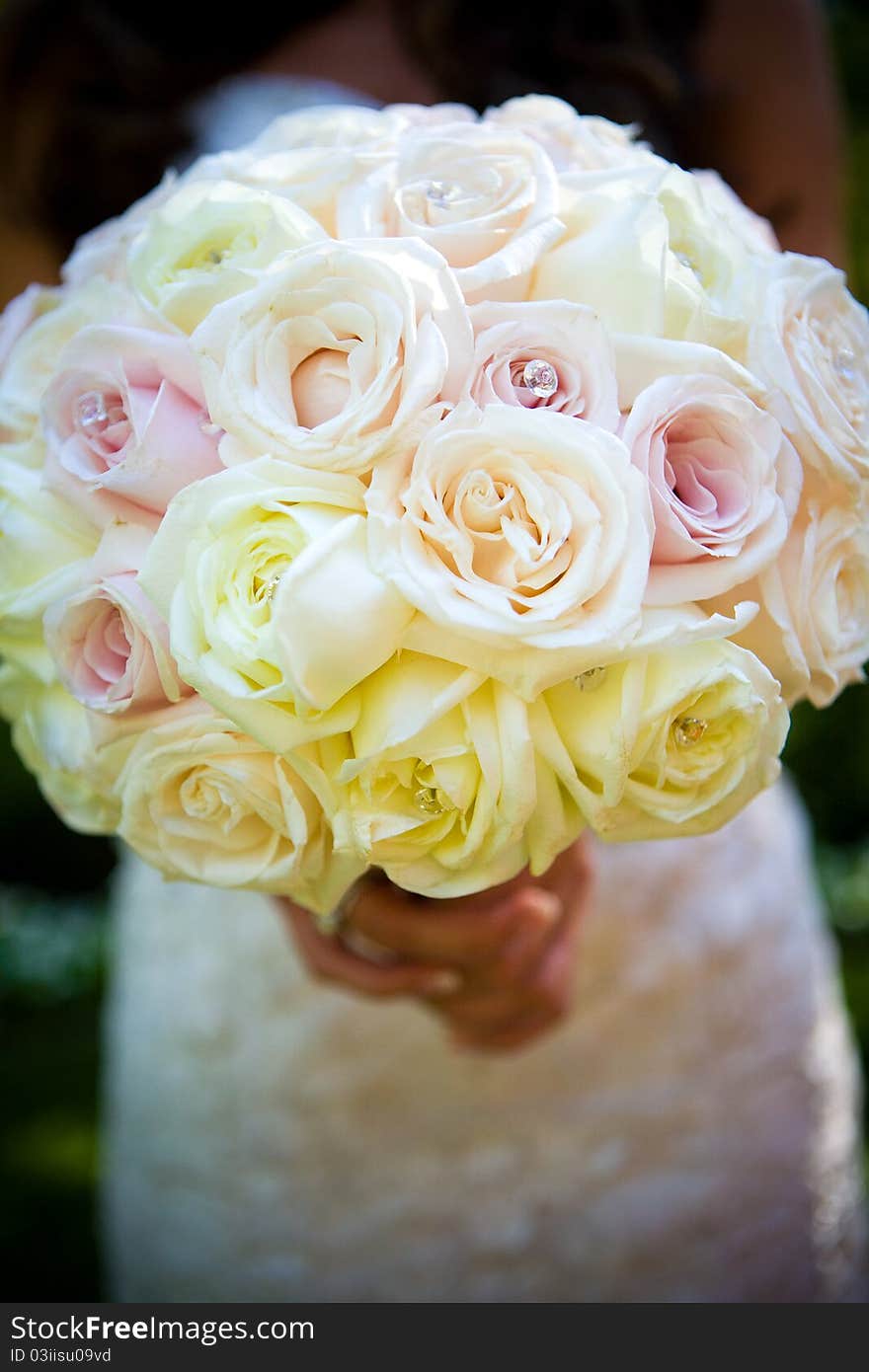 A close up of a wedding bouquet