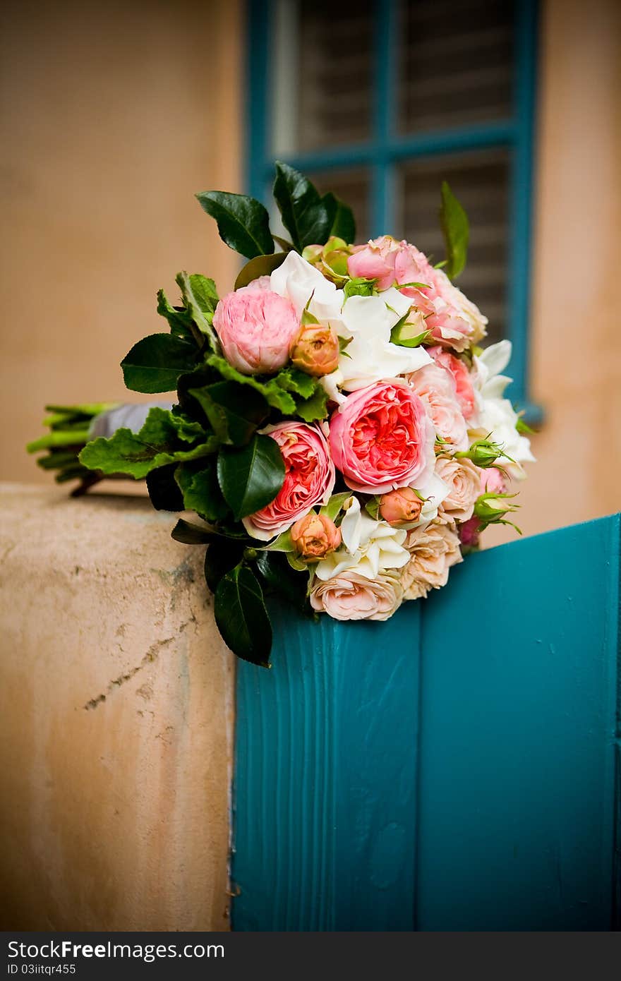 A close up of a wedding bouquet