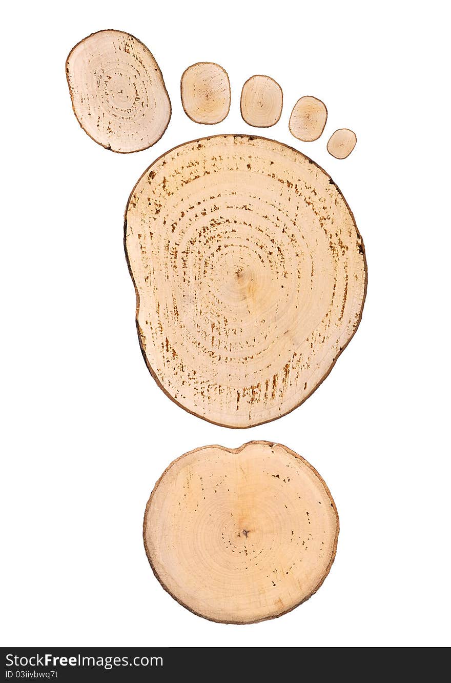 Footprint from cross sections on white background