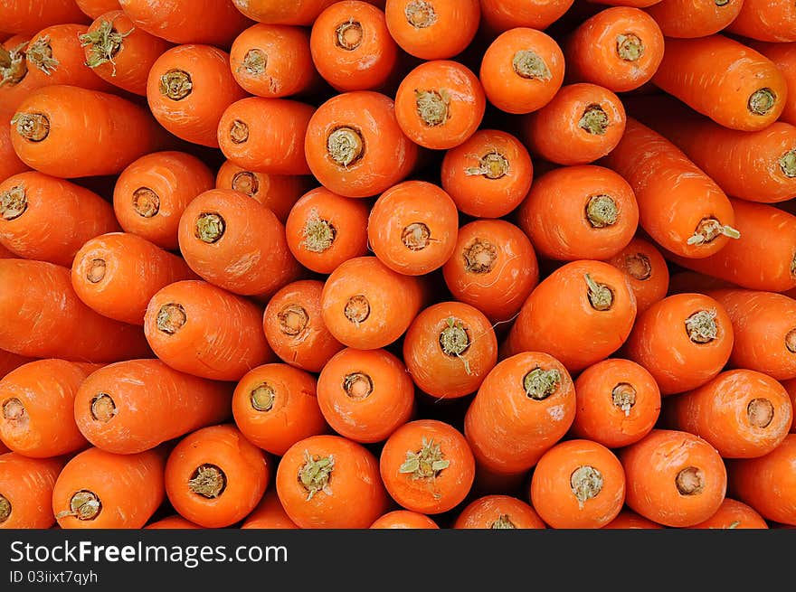 Abstract View Of Red Carrots On Display