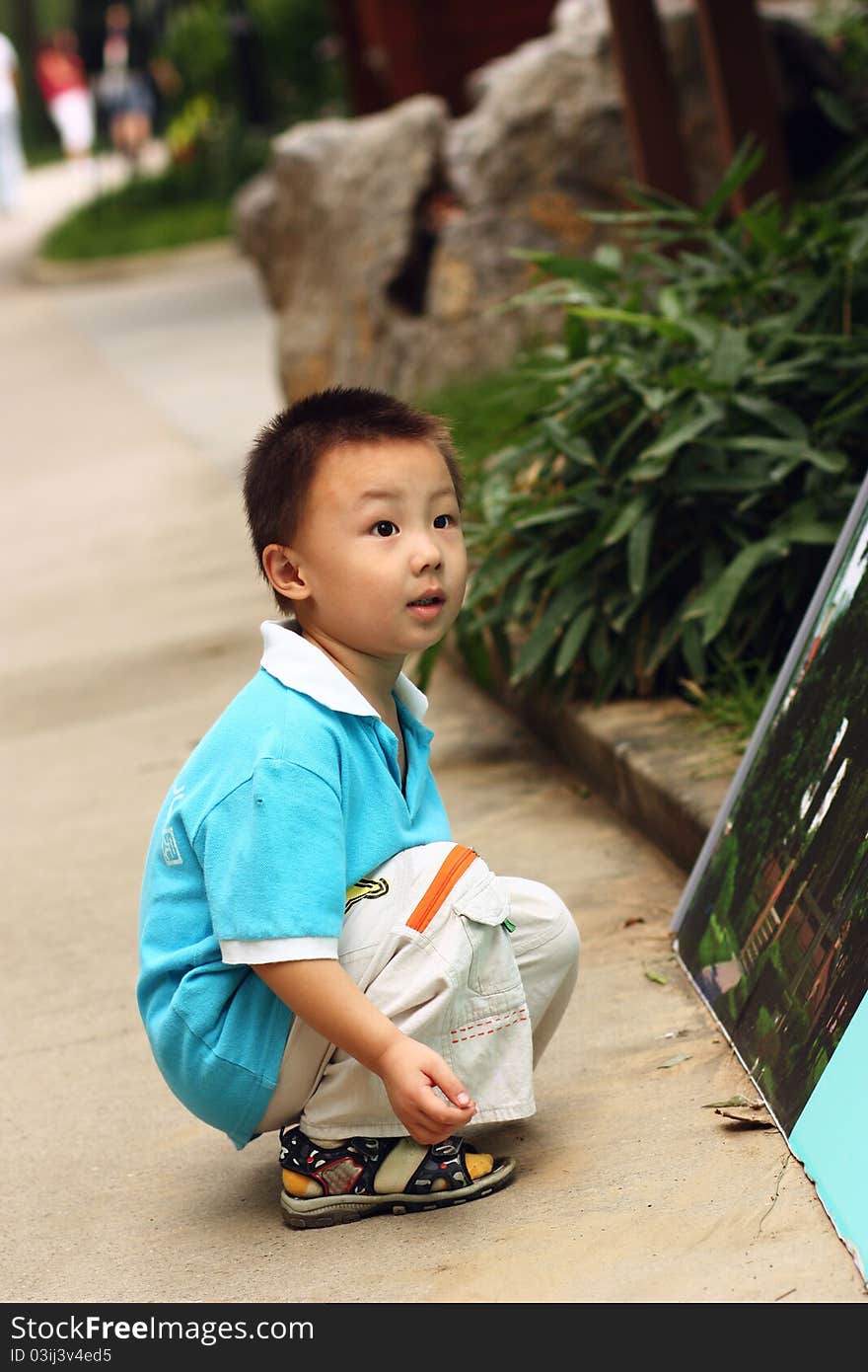 The portrait of an Asian boy