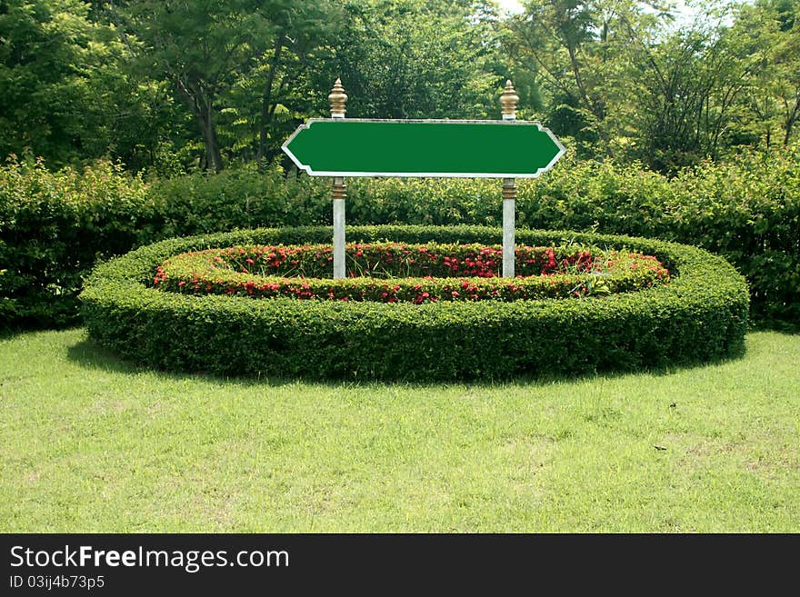 Place signs in the park.